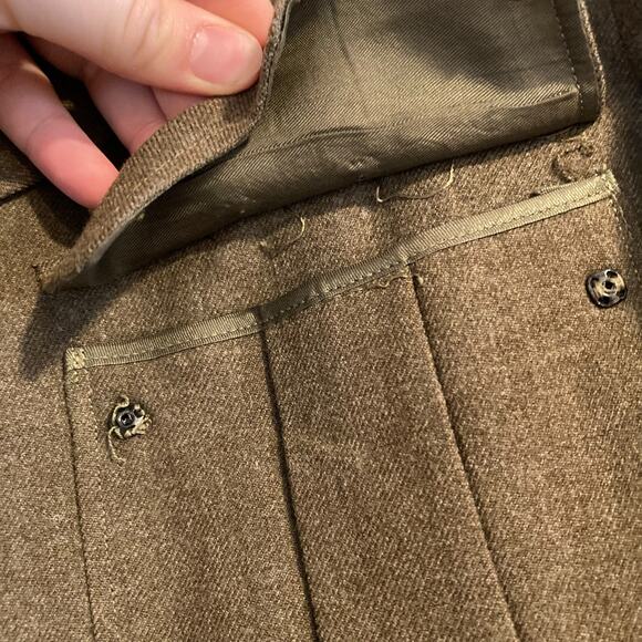 Vintage US Army 40s Olive Drab Green Uniform Jacket Button Fly Wide Leg Pants 38 - Picture 11 of 16